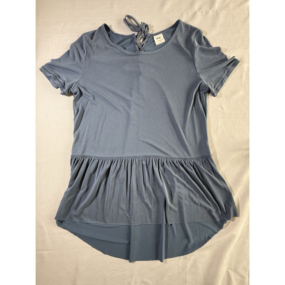 Mote Top Shirt Blouse Short Sleeve Size XL Teal Blue